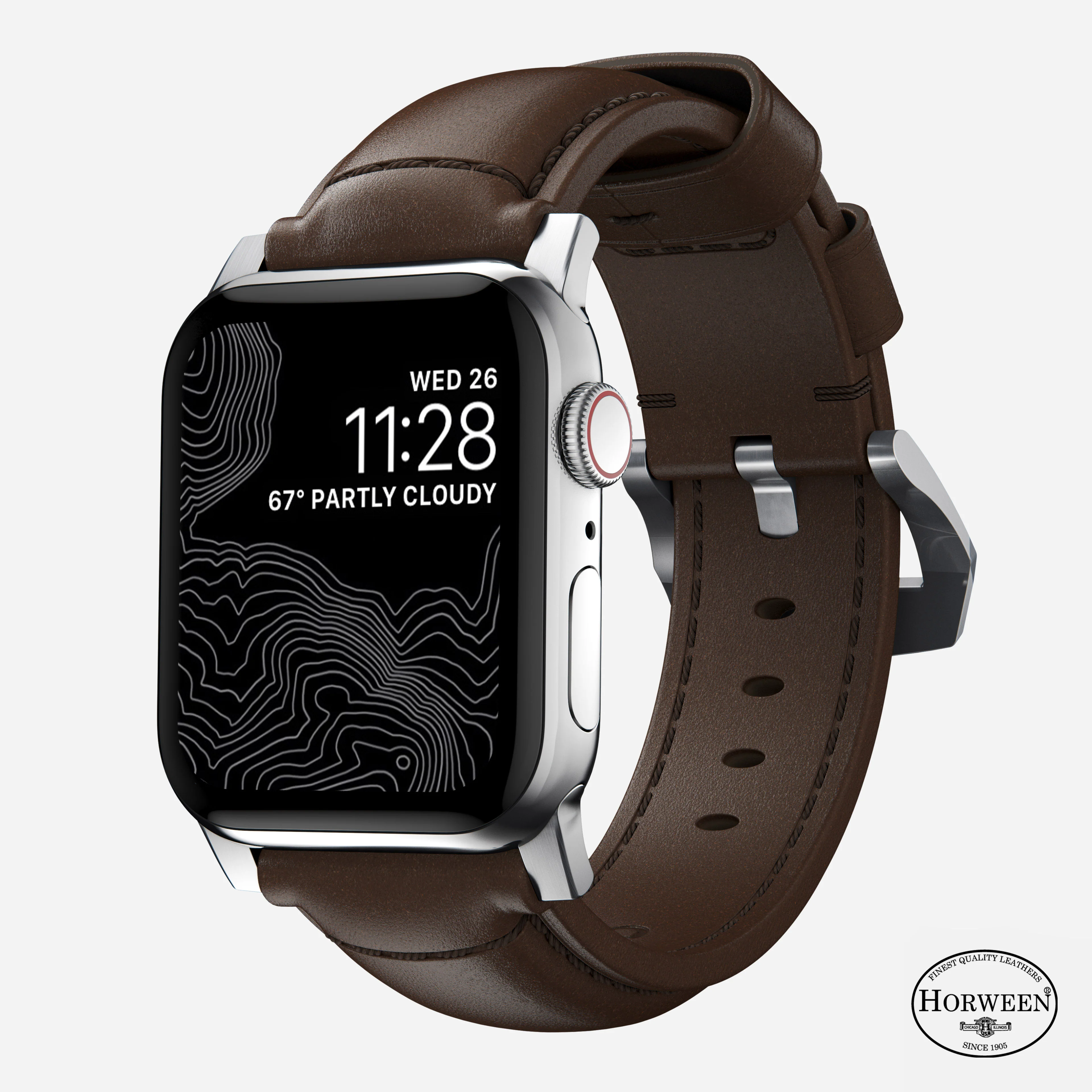 Traditional Band - 46mm/49mm | Silver Hardware | Rustic Brown | Horween - Image 3